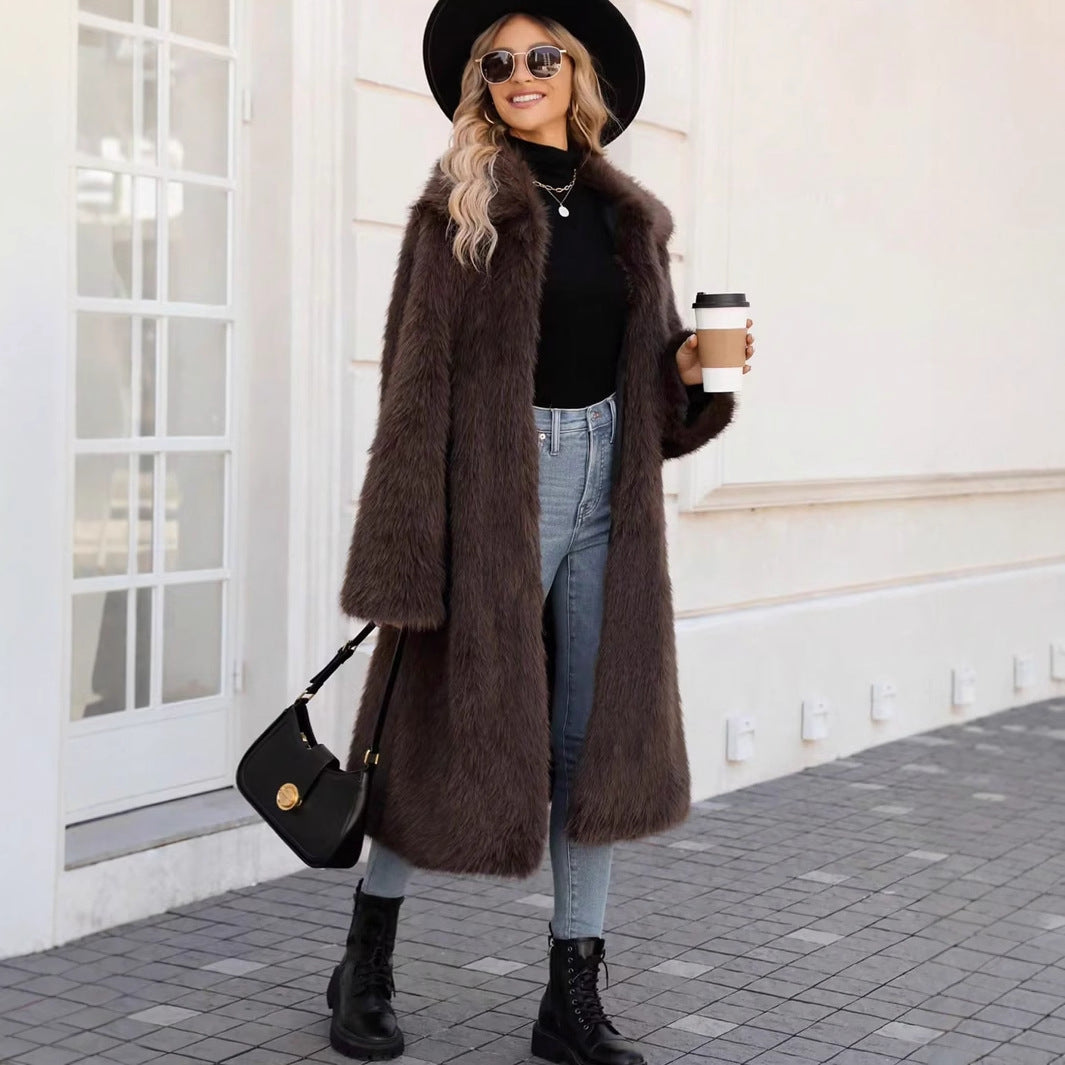 Damen Flauschiger Oversized-Mantel mit modernem Schnitt R&B