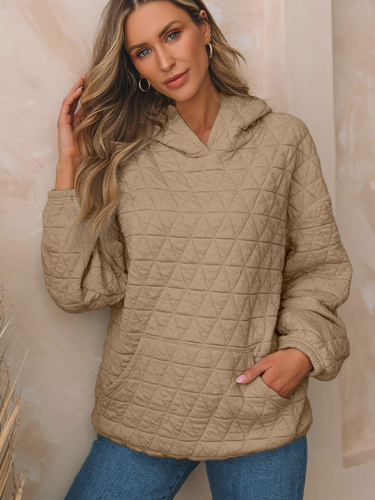 Damen Kapuzenpullover mit strukturiertem Steppmuster und praktischen Taschen R&B
