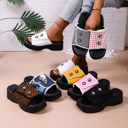 Damen Modische Clogs mit Kunstfellbesatz und dicker Sohle R&B