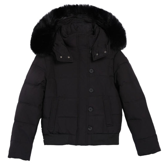 Damen Stylische Jacke mit abnehmbarem Kunstfellkragen und Knopfdetails R&B