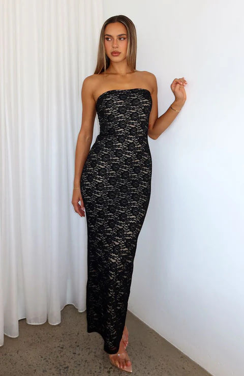 Damen Spitzenkleid im ärmellosen Design R&B