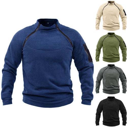 Herren Thermo-Fleecepullover mit hochschließendem Kragen und praktischen Taschen R&B