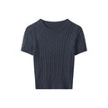 Damen Kurzarm Strickoberteil mit Kabelmuster R&B