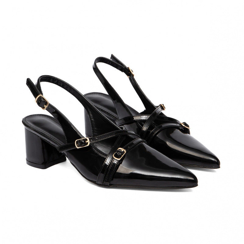 Damen Slingback-Pumps mit spitzem Absatz und elegantem Riemendesign R&B