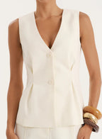 Damen elegante Bluse mit V-Ausschnitt und plissierten Details R&B
