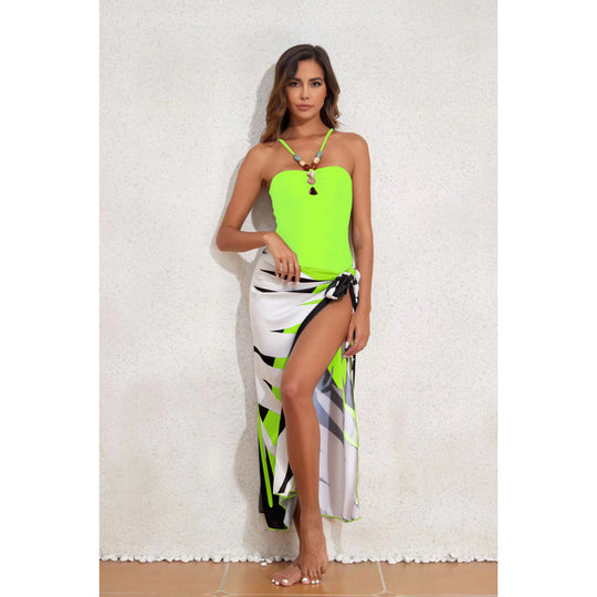 Damen Bandeau-Badeanzug mit asymmetrischem Rock R&B