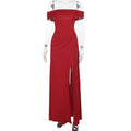 Damen Elegantes Off-Shoulder-Maxi-Kleid mit verführerischem Schlitz R&B