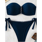 Damen Bandeau-Bikini mit verstellbaren Trägern und raffinierter Raffung R&B