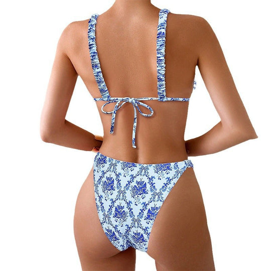 Damen Rüschendes Bikini-Set mit floralem Design R&B
