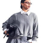 Damen Grober Strickpullover mit eleganter Struktur und weitem Schnitt R&B