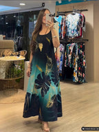 Damen Maxikleid mit floralem Design und fließendem Schnitt R&B