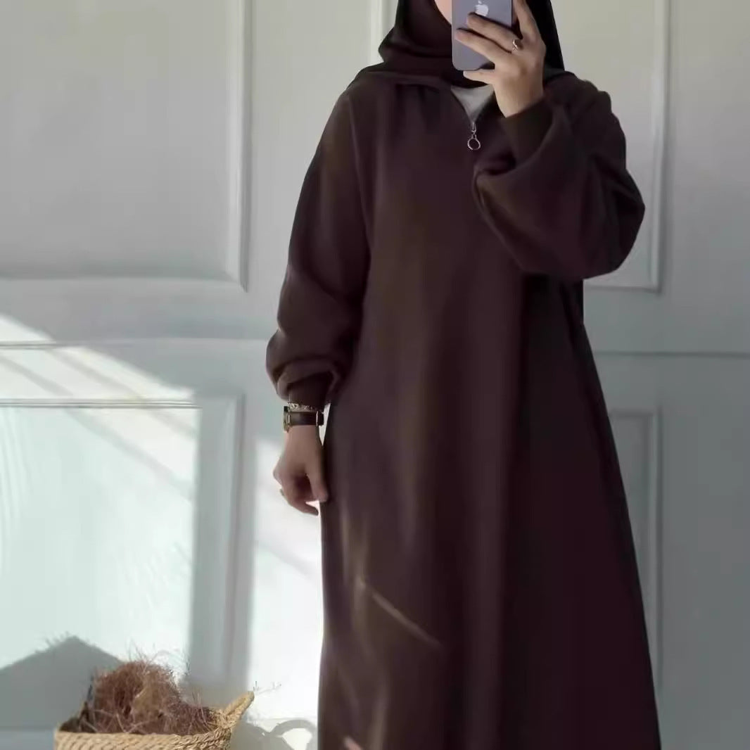 Damen Kapuzenkleid mit Reißverschluss und lässigem Schnitt R&B