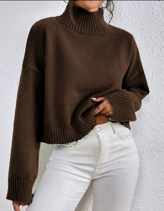 Damen modischer Kragenpullover aus weicher Wolle R&B