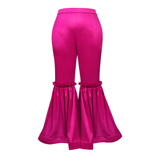 Damen elegante Palazzo-Hose mit Rüschendetails R&B