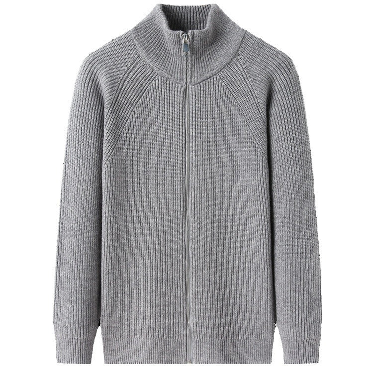 Herren Strickjacke mit hohem Kragen und unauffälligem Reißverschluss R&B
