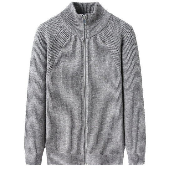 Herren Strickjacke mit hohem Kragen und unauffälligem Reißverschluss R&B