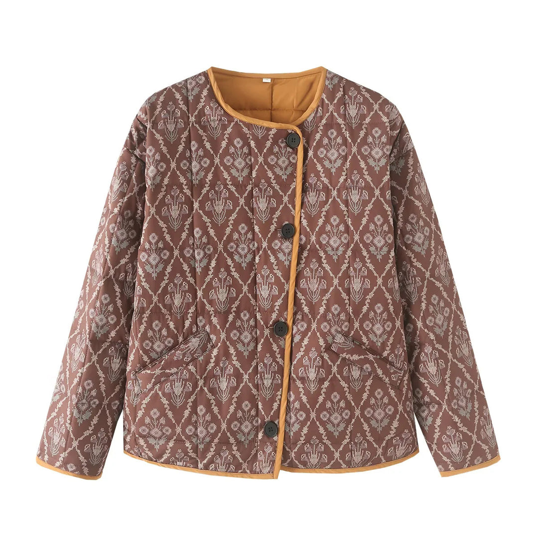 Damen gesteppte Übergangsjacke mit floralem Design und praktischen Taschen R&B