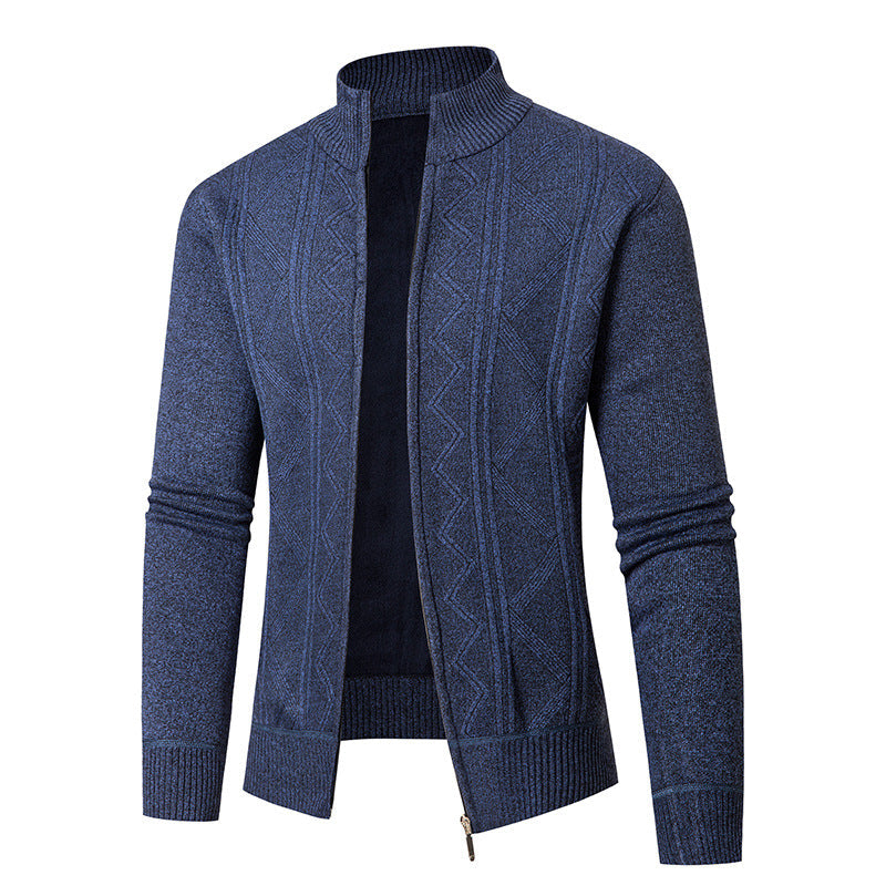 Herren Strickjacke mit eleganten Mustern und modernem Stehkragen R&B