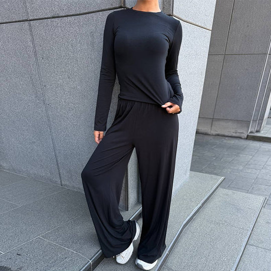 Damen elegante Loungewear-Kombination mit Kapuze und weitem Schnitt R&B