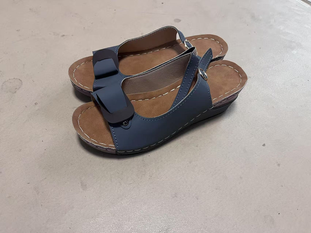 Damen Keil-Pantolette mit modischem Schleifendetail R&B