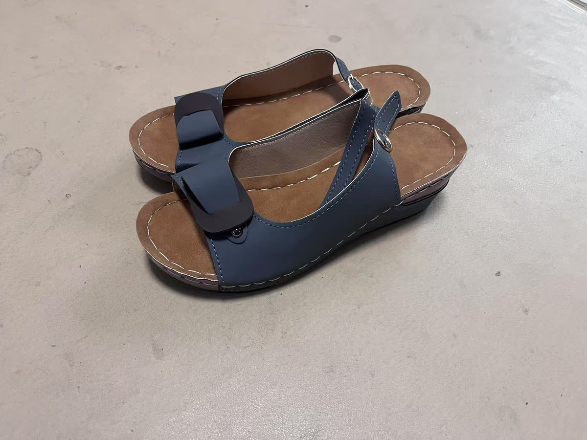 Damen Keil-Pantolette mit modischem Schleifendetail