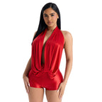 Damen Jumpsuit mit tiefem V-Ausschnitt und elegantem Bindedetail R&B