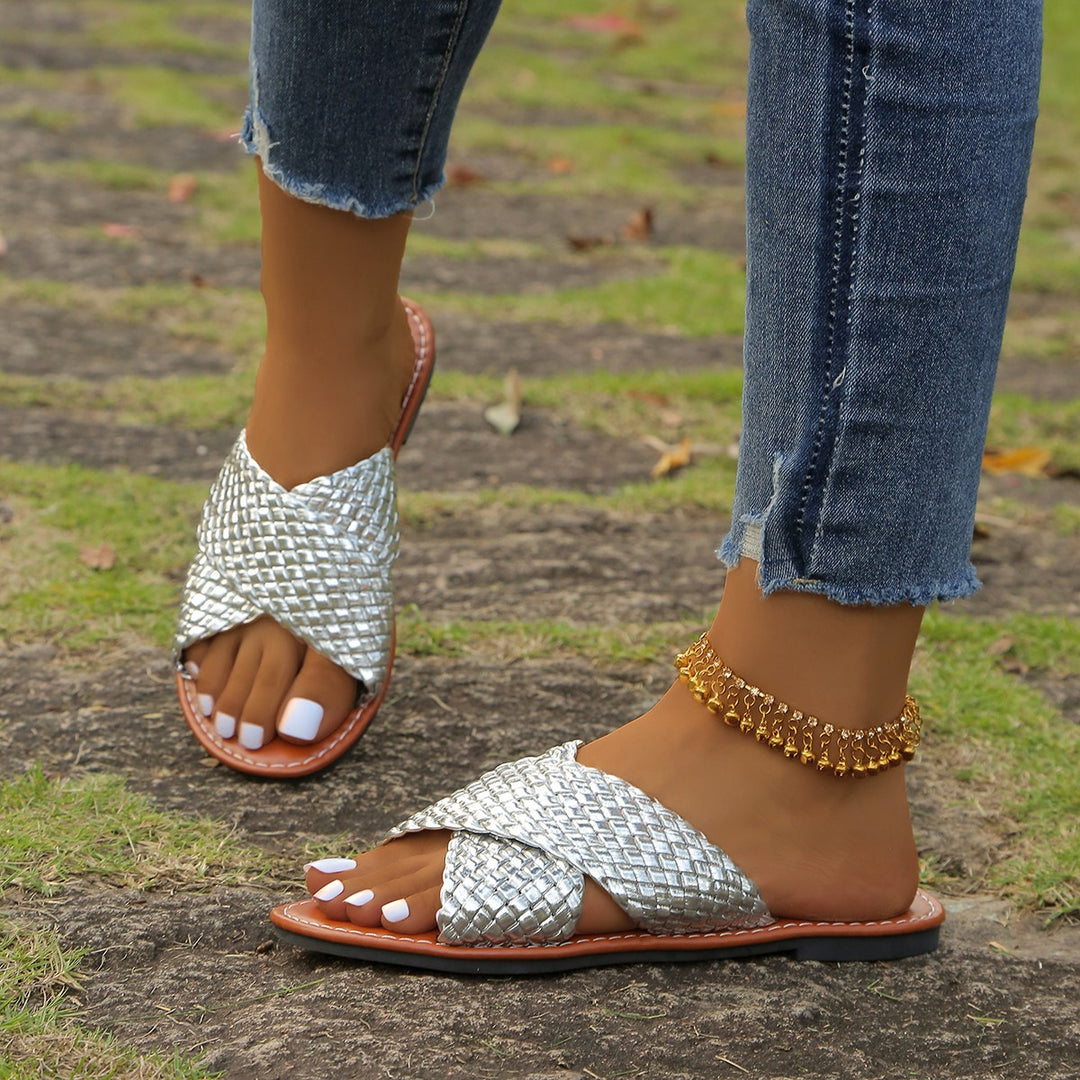 Damen geflochtene Komfortsandalen mit weicher Sohle R&B