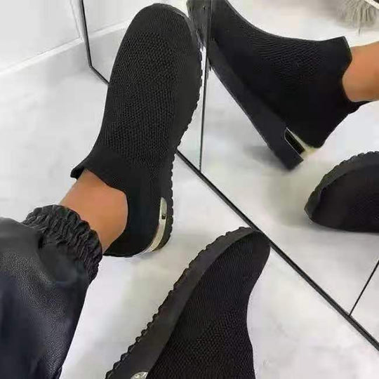 Damen Atmungsaktive Slip-On Sneaker mit trendiger Textiloberfläche und elastischem Kragen R&B