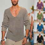 Herren lässiger Strickpullover mit tiefem V-Ausschnitt und komfortablem Schnitt