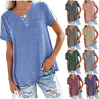 Damen hochwertiges T-Shirt mit Knopfdetail und lockerem Schnitt R&B