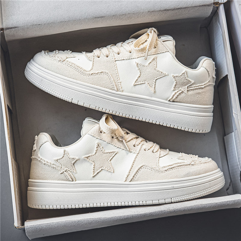 Damen modische Sneakers mit gesticktem Sternendesign und lässigem Look R&B