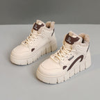 Damen warme High-Top Sneakers mit kuscheligem Innenfutter und rutschfester Sohle R&B