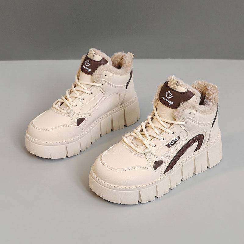 Damen warme High-Top Sneakers mit kuscheligem Innenfutter und rutschfester Sohle R&B