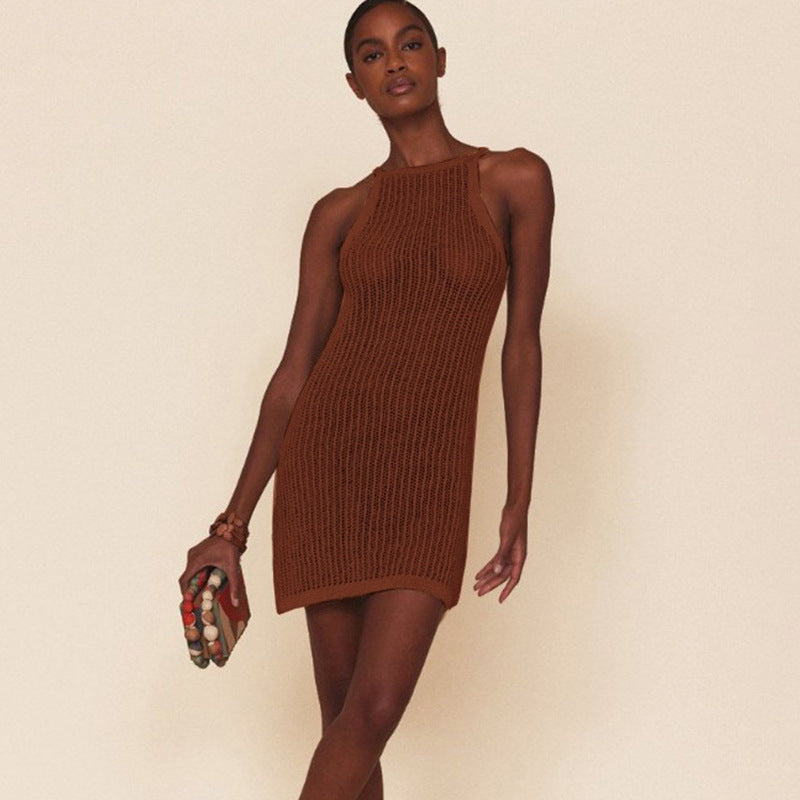 Damen lässiges Häkelkleid im minimalistischen Stil R&B