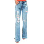 Damen Ripped Flared Jeans R&B