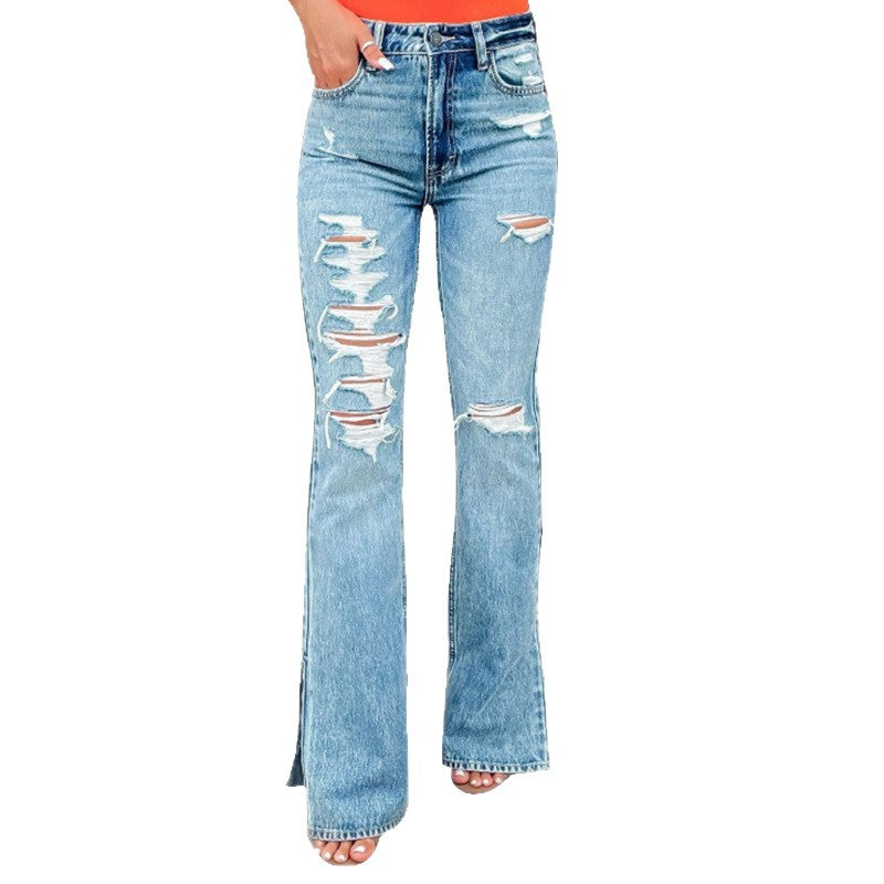 Damen Ripped Flared Jeans R&B