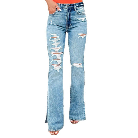 Damen Ripped Flared Jeans R&B