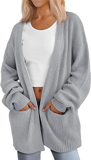 Damen Grobstrick Cardigan mit offenem Schnitt und praktischen Taschen R&B