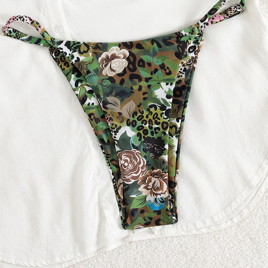 Damen Triangel-Bikini mit floralem Camouflage-Design R&B