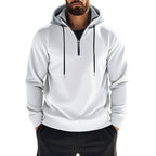 Herren nan sportives Kapuzen-Sweatshirt mit kurzem Frontreißverschluss, kontrastgefütterter Kapuze und elastischen Rippbündchen R&B