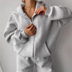 Damen lässiges Kapuzenjacken- und Jogginghosen-Set
