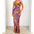 Damen Maxikleid mit dekorativem Blätterdruck und lässigem Schnitt R&B
