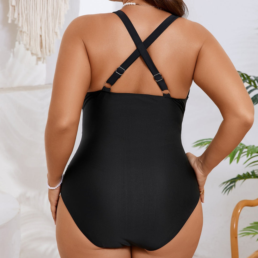 Damen Einteiliger Badeanzug mit floralem Dekolleté R&B