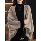 Damen Großer Strickponcho mit modernem Rautenmuster R&B