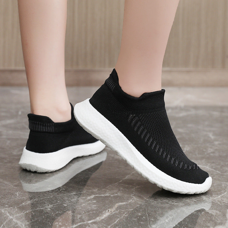 Damen atmungsaktive Slip-On Sneakers mit flexiblem Strick-Obermaterial R&B