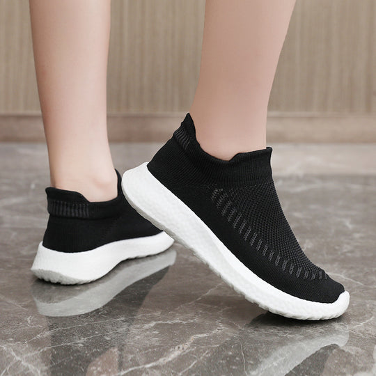 Damen atmungsaktive Slip-On Sneakers mit flexiblem Strick-Obermaterial R&B