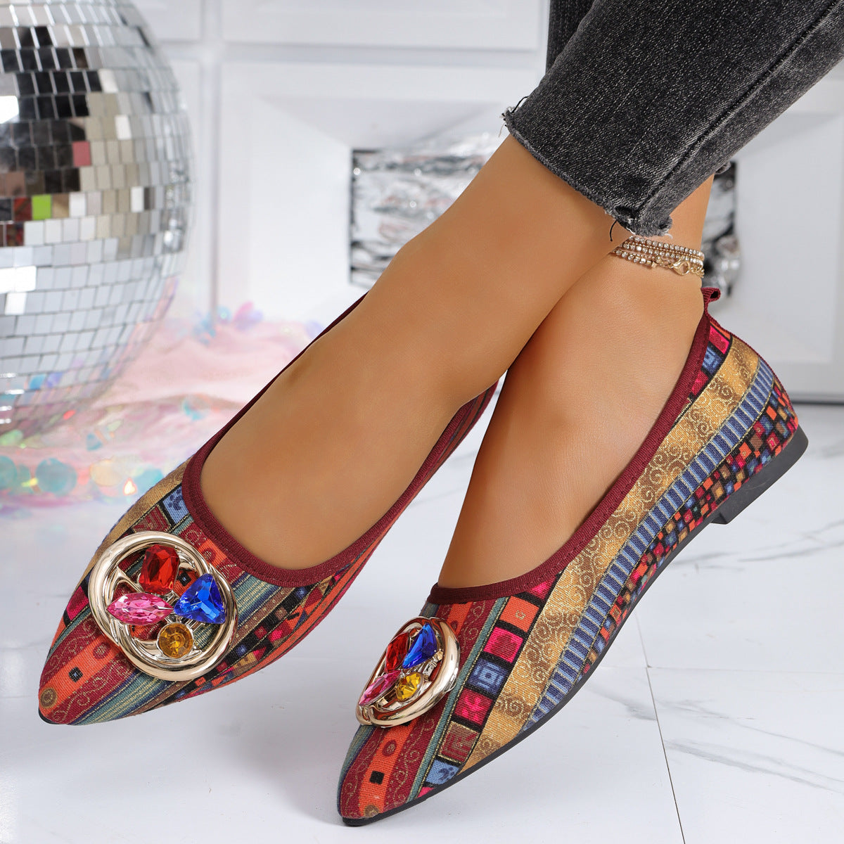 Damen Ballerinas mit dekorativer Kristall-Applikation und hohem Tragekomfort R&B