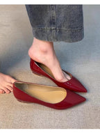 Damen spitze Ballerinas mit elegantem Glanz und verziertem Rand R&B