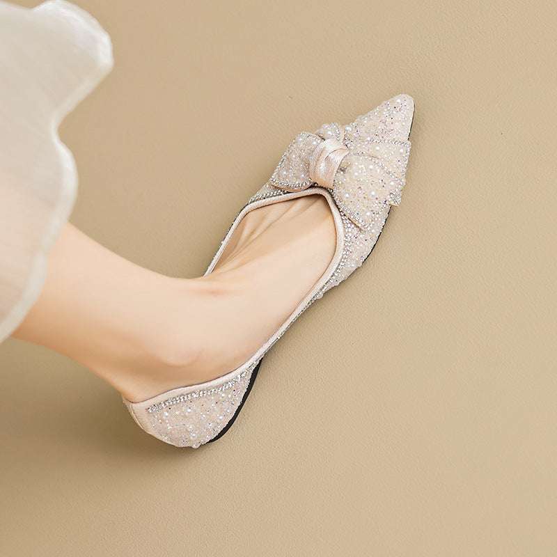 Damen Ballerinas mit funkelnden Strass- und Perlenapplikationen