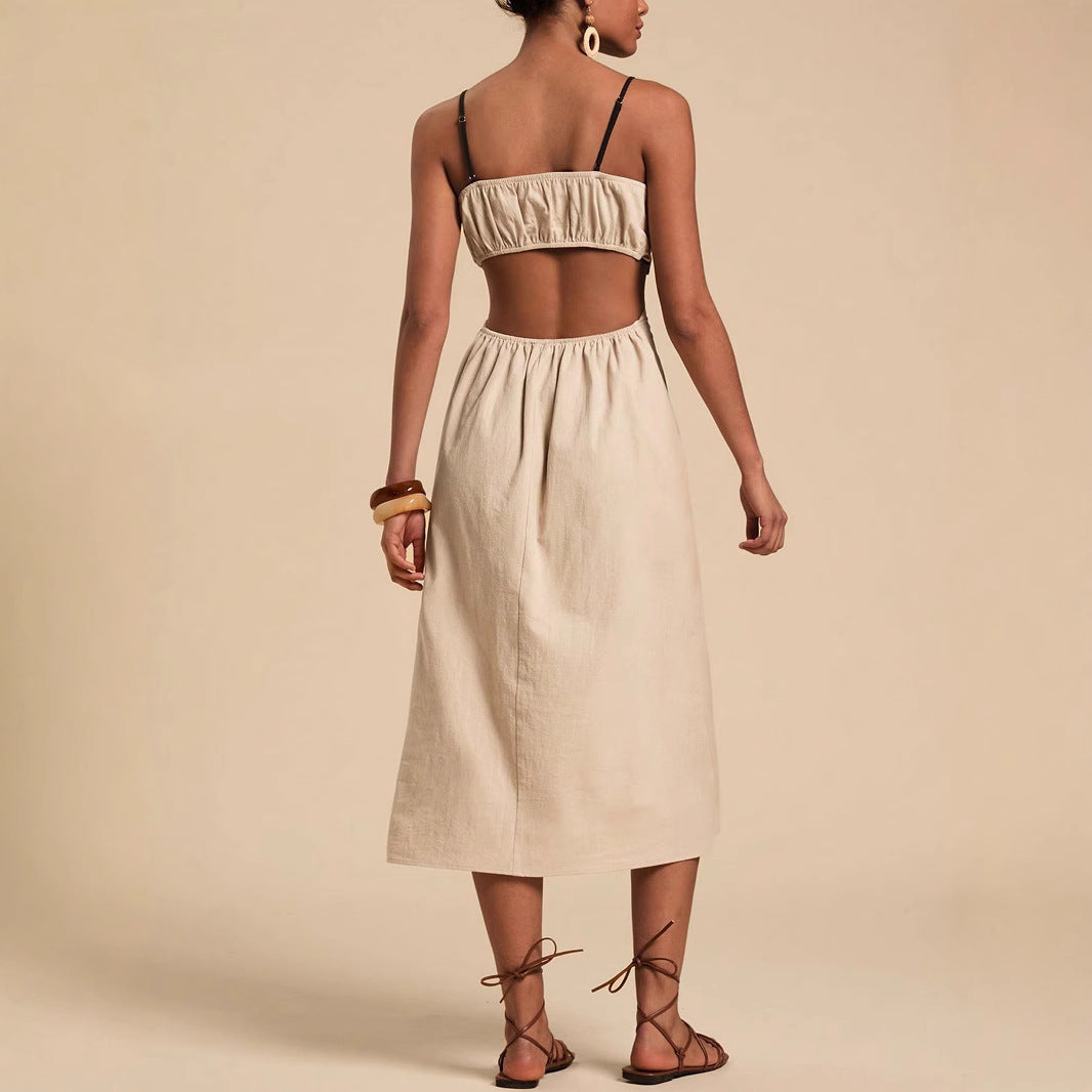 Damen luftiges Maxikleid mit floralem Oberteil R&B